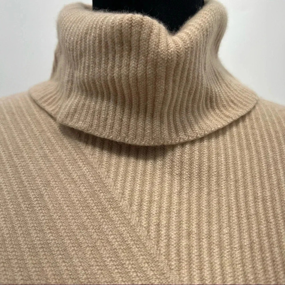Eileen Fisher Rib Knit 100% Cashmere Hi-Lo Turtleneck Sweater Sz XXS Italy - Picture 6 of 11